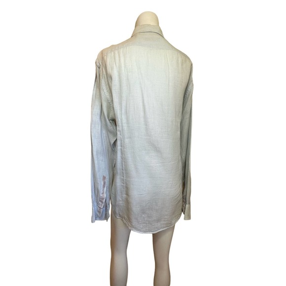 Alessandro Gherardeschi Blue Floral Linen Oversized Italian Designer Blouse XL - Picture 5 of 12